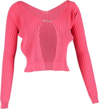 Jacquemus La Maille Pralu Cropped Cardigan in Pink Viscose