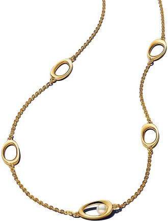 Pandora Necklaces - Oval & Treated Freshwater Cultured Pearl Necklace - gold - Necklaces for ladies
