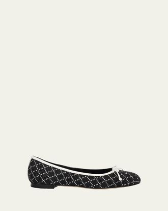 Manolo Blahnik Verallim Raffia Ballerina Flats