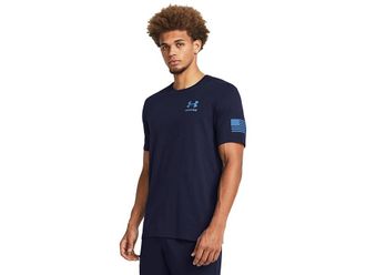 Under Armour New Freedom Flag T-Shirt Mens Clothing Midnight Navy/Viral Blue : LG, Cotton/Polyester