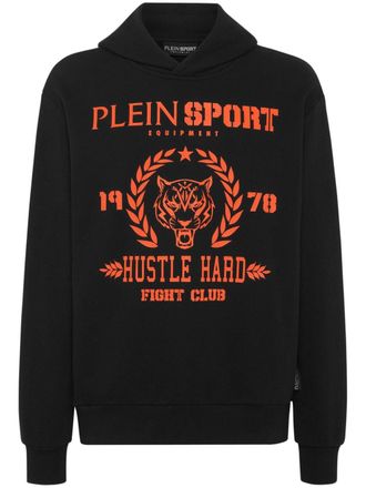 Plein Sport logo-print cotton-blend hoodie - Black