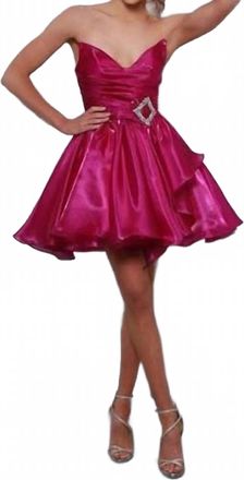 Johnathan Kayne Jeweled Waist Cocktail Dress In Magenta