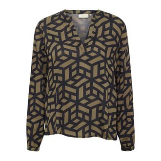 Kaffe Blusa con Linea Grafica e Scollo a V - - Blouses & Shirts - Donna - Multicolore - S