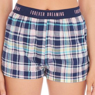Forever Dreaming Ladies Woven Pyjama Shorts with Jacquard Waistband Blue Large