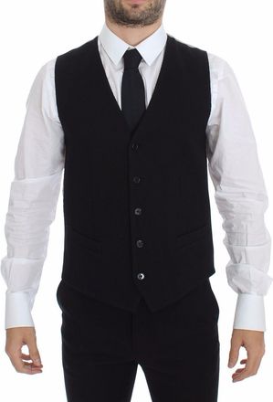 Dolce & Gabbana Mens Black Knitted Vest Silk - Size EU 48 (Mens)