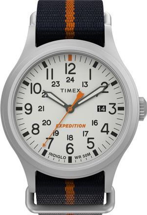 Timex Expedition Sierra Webbing Strap Watch, 40mm in Silver/White/Blue at Nordstrom