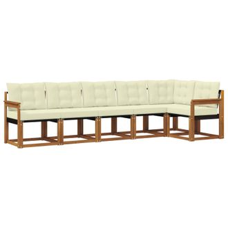 vidaXL Conjunto De Sof&aacute;s De Exterior Con Coj&iacute;n 6 Pcs Natural Y Crema Vidaxl