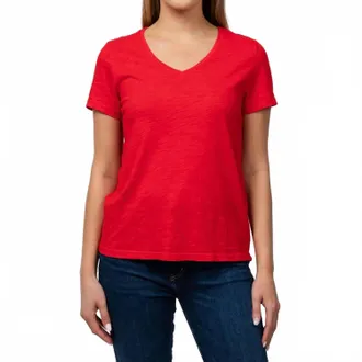 Elliott Lauren Short Sleeve V-Neck Tee In Cherry