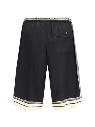 Dolce & Gabbana Silk Striped Bermuda Shorts - Black