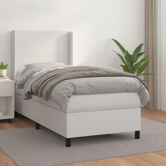 vidaXL Vidaxl - Cama Box Spring Con Colch&oacute;n Cuero Sint&eacute;tico Blanco 90x190 Cm
