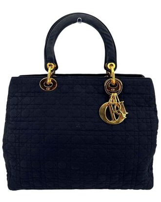 Dior Black Cotton Lady Dior Handbag (Authentic Pre-Loved)