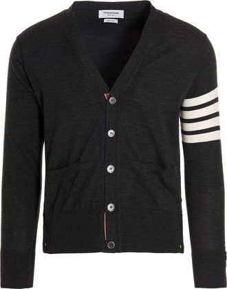 Thom Browne Merino Wool Cardigan Maglioni Grigio-Uomo