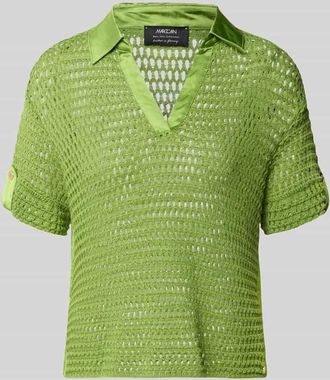 Marc Cain Strickshirt mit Polokragen und verl&auml;ngertem R&uuml;cken in Grass, Gr&ouml;&szlig;e 40