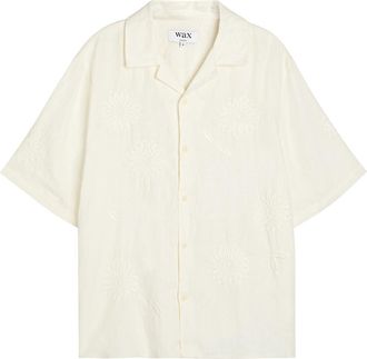 Wax London Didcot Floral-embroidered Linen Shirt - White - Xxl