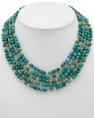 Rachel Reinhardt Jewelry 14K Over Silver Turquoise & Crystal Necklace