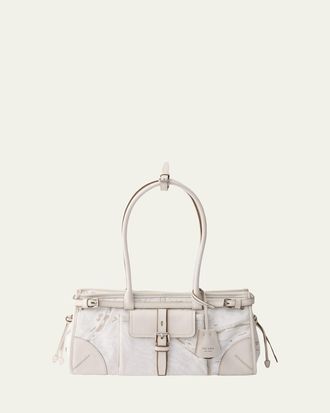 Prada Bonnie Medium Printed Linen & Leather Shoulder Bag