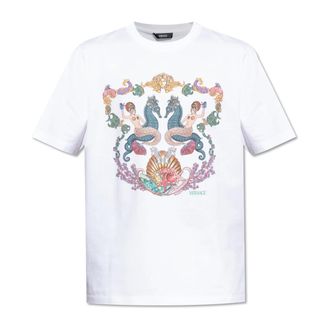 Versace T-Shirts, male, White, Size: M T-shirt with Colorful Print