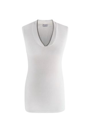 Brunello Cucinelli Soft White V Neck Tank Top Size XS