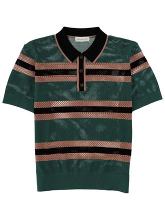 Dries Van Noten Perforiertes Mercy Stripe Poloshirt