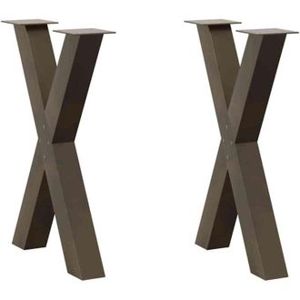 vidaXL Patas Para Mesa De Comedor En Forma De X (2 Unidades, Acero Natural, 60 X 72-73 Cm) Vidaxl
