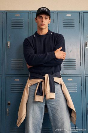 Trendyol MAN Heren Donkerblauw Effen Lang Regular fit Sweatshirts