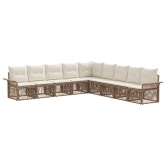 vidaXL Conjunto De Sof&aacute;s De Jard&iacute;n 9 Pcs Beige Rat&aacute;n Sint&eacute;tico Vidaxl