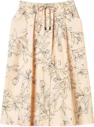 Twinset Longuette Rok - Dames - Midirokken - Beige - S - Katoen - Rokken