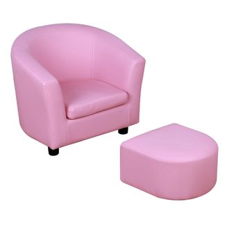 HOMCOM Kids Mini Sofa Children Armchair with Ottoman for Bedroom Playroom Pink | TJ Hughes