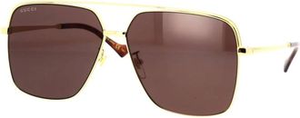 Gucci Pilotenzonnebril met Webmotief - unisex - Accessoires - Geel - Maat: 60 MM
