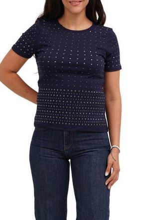 Cyrus Allover Studded Short Sleeve Top in Navy at Nordstrom Rack, Size X-Large