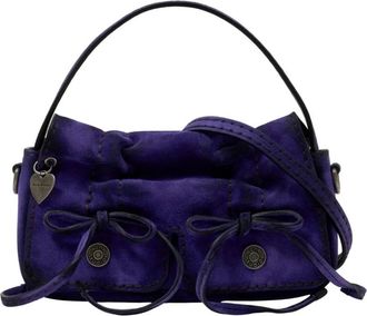 Acne Studios Handbags, female, Purple, Size: ONE SIZE Multipocket Micro Crossbody Suede Bleached