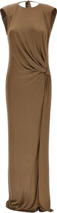 Elisabetta Franchi Draped Short-sleeve Maxi Dress