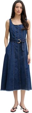 Joseph Ribkoff Denim Fit and Flare Midi Jurk - Dames - Casual kleedjes - Blauw - XS - Denim - Kleedjes