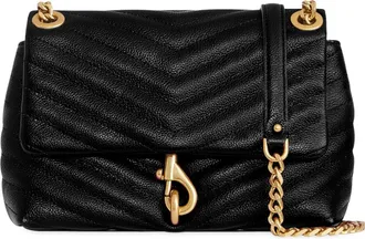 Rebecca Minkoff Edie Chevron Quilted Leather Shoulder Bag in Black at Nordstrom Rack