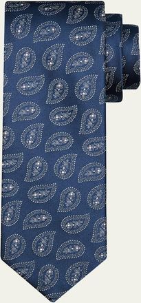 Charvet Mens Micro-Dot Paisley Silk Tie