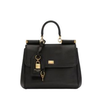 Dolce & Gabbana Tassen, Dames, Zwart, ONE Size, Gestructureerde leren handtas