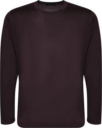 Dell'Oglio Rondgebreide trui - Heren - Ronde hals truien - Rood - M - Wol - Truien & Vesten