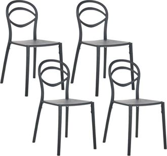 Beliani Conjunto De 2 Sillas De Comedor Modernas Para Jard&iacute;n Ligeras Resistentes A La Intemperie Negro Covolo