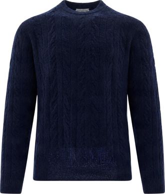 Ballantyne Ronde hals gebreid - Heren - Ronde hals truien - Blauw - L - Wol - Truien & Vesten
