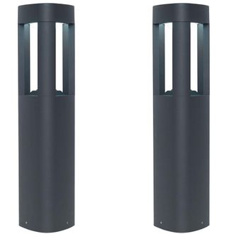 Loops 2 PACK Outdoor Post Bollard Light Grey Triangle Modern Driveway Path Lamp LED