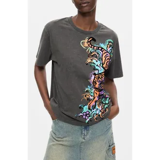 Desigual Tiger Graphic T-Shirt in Black at Nordstrom, Size X-Small