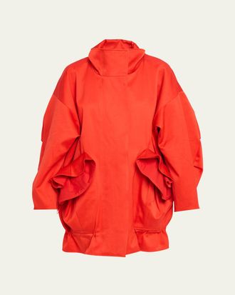 Ashlyn Chandra Ruffled Cocoon Coat