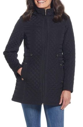 Gallery Quilted Water Resistant Hooded Jacket in Black at Nordstrom, Size X-Large
