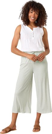 M&Co Womens Sage Stripe Wide Leg Culottes - Womens Green