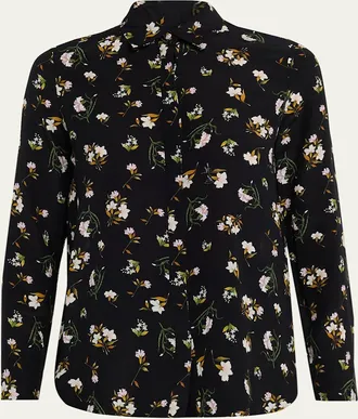 Adam Lippes Mathias Floral Silk Crepe De Chine Button-Down Shirt
