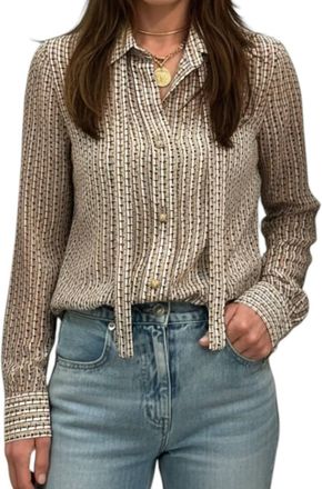 WE-AR4 Academy Long Sleeve Blouse In Geo Print