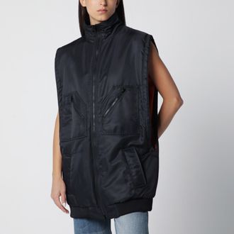 Maison Margiela Gilet con zip nero in nylon