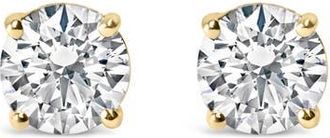 House of Brilliance 14K Gold 2.00 Cttw Lab Grown Diamond Solitaire Stud Earrings in Yellow at Nordstrom