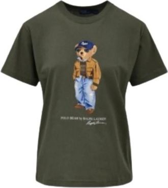 Polo Ralph Lauren Katoenen Jersey V-hals T-shirt - Dames - T-shirts - Groen - M - Katoen - Tops
