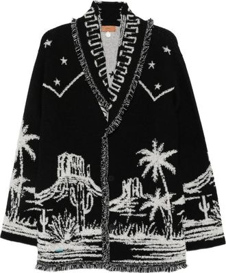Alanui Intarsia-knit Fringed Cardigan